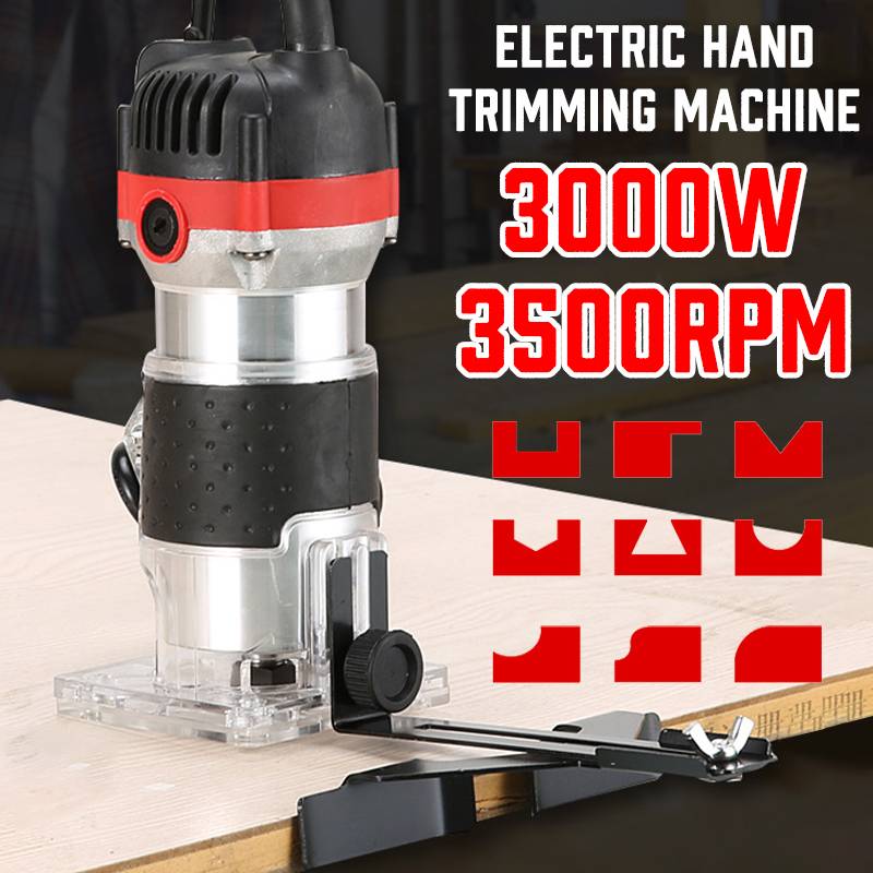 3000W 3500rpm Woodworking Electric Hand Trimmer Laminate Palms Wood Router Joiners Carving Machine Power Tools Kit 220V