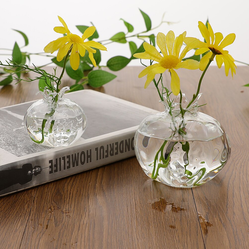 High Borosilicate Glass Flower Pot Flower Container Pomegranate Shape Flower Vase Desktop Decorative Vase for Home A50