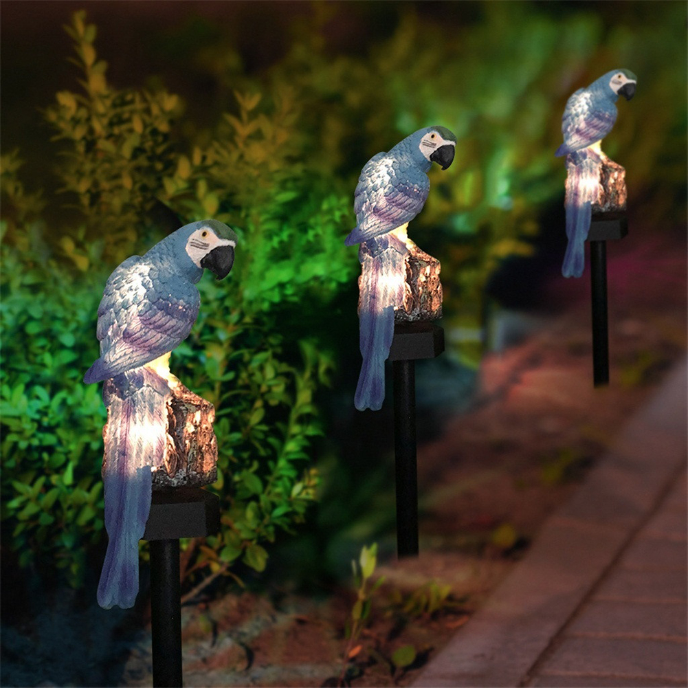 Ledet solenergi udendørs have vandtæt papegøje stav græsplæne lys udvendige natlys papegøje form soldrevet energia lampe