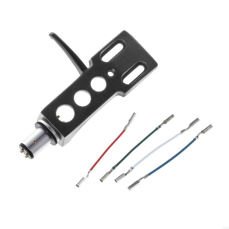 E56B Universal for LP Disc Record Player Phono Turntable Headshell 4-Pin Aluminum Alloy With Leadwires For Direct-Drive Turnt