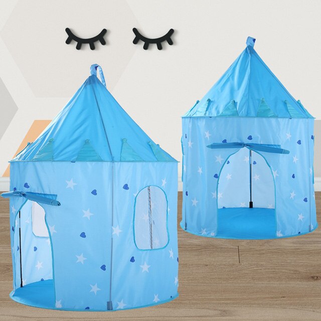 135CM Kids Play Tent Ball Pool Tent Boy Girl Princess Castle Portable Indoor Outdoor Baby Play Tents House Hut for Kids Toys: Blue Star