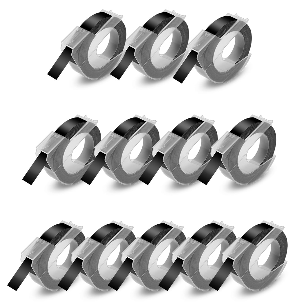 Uniplus 3D Embossing Black Label Tapes 9Mm Compatibel Dymo Label Maker Dymo 3D Tape Lint Voor Dymo Label Printer 1880 1610 E101