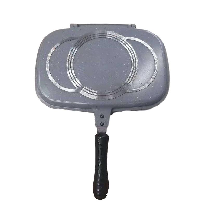 Vendita calda 32/36cm doppia griglia laterale padella utensili per pentole acciaio doppia faccia friggere cucina cottura bistecca accessori in acciaio inossidabile: E