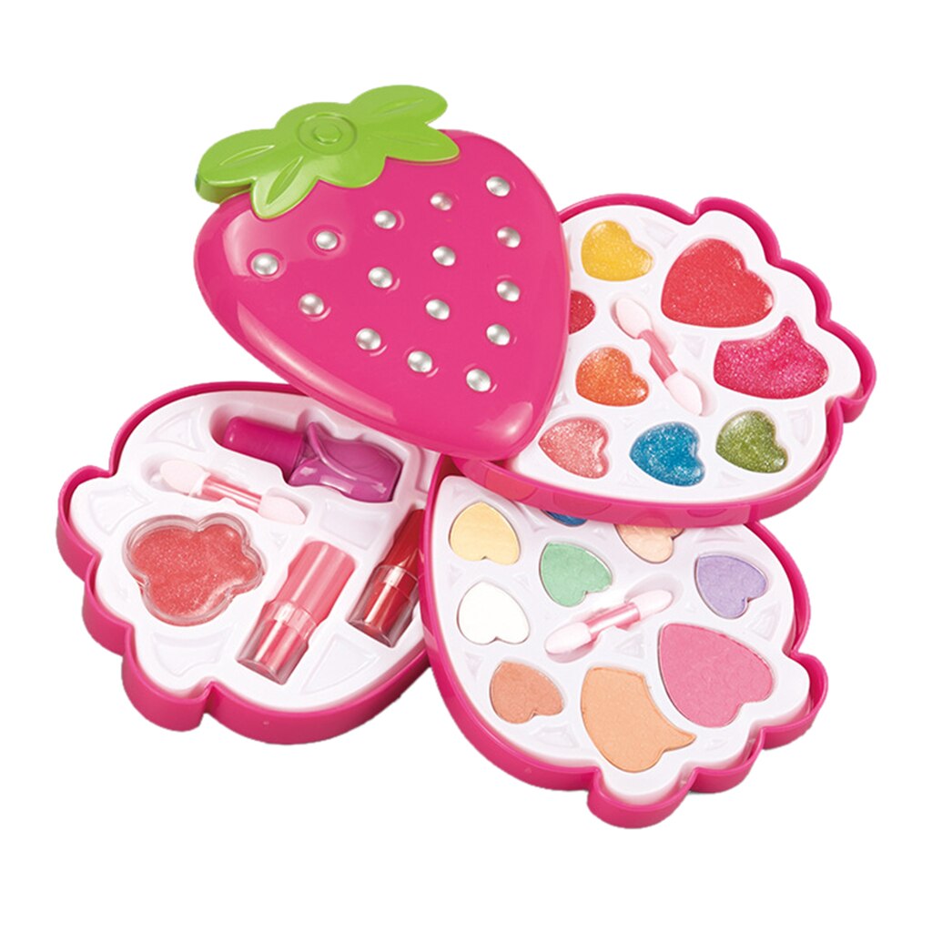 Kit de maquillage en forme de fraise pour filles, ensemble de cosmétiques et de beauté, jouets de jeu de rôle