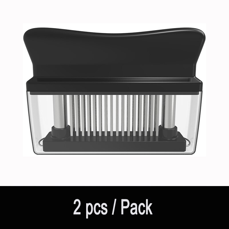 48 Blades Naald Vleesvermalser Rvs Mes Vlees Beaf Steak Hamer Van Vlees Hamer Pounder Koken Gereedschap: Black 2 Pcs