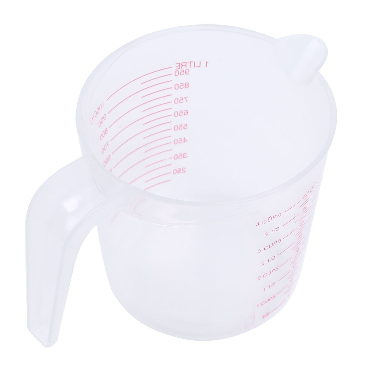 250/500/1000ml Kitchen Plastic Measuring Cup Heat-resistant Clear Scale Measure Jug with Angled Grip Spout Baking Measuring Tool