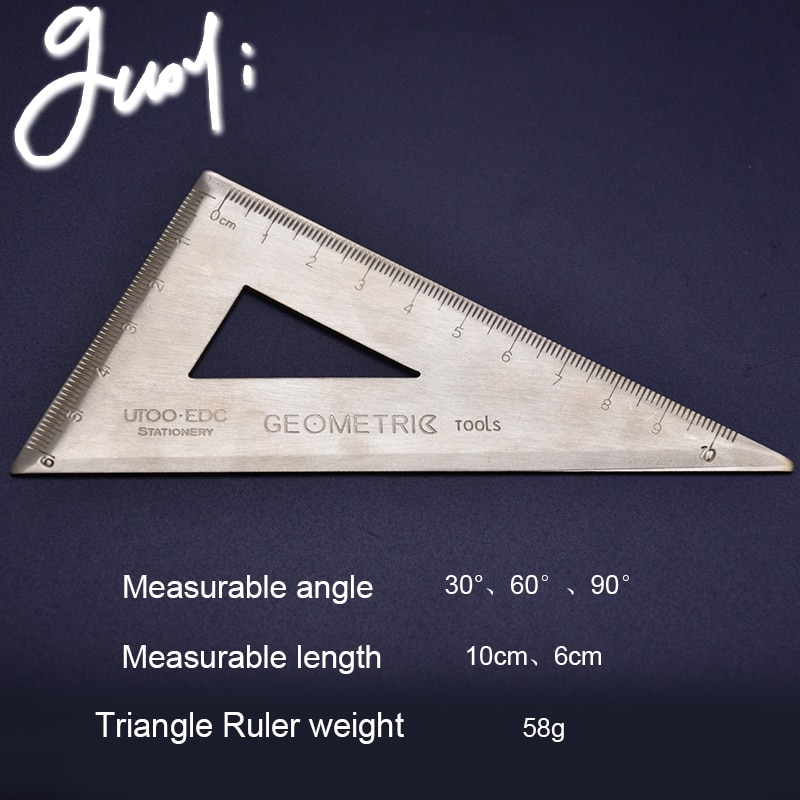 Guoyi Z007 Copper ruler Triangle ruler Caliper protractor teaching pen drawing Measuring Learn office school stationery Supplies