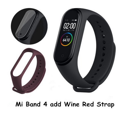 Original Xiao mi mi Band 4 Clever Uhr AMOLED Farbe Bildschirm Herzfrequenz Fitness Sport 50ATM Wasserdichte Clever Armbinde Bluetooth 5,0: CN hinzufügen WineRed Gurt