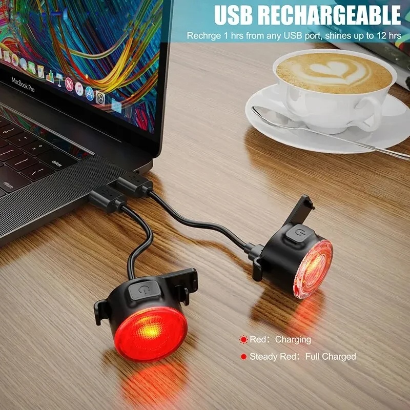 Fietslichtset USB Oplaadbare LED Fietskoplamp Achterlichten Nachtrijden Veiligheidswaarschuwing Achterlicht Fiets Voor Achter Lampen