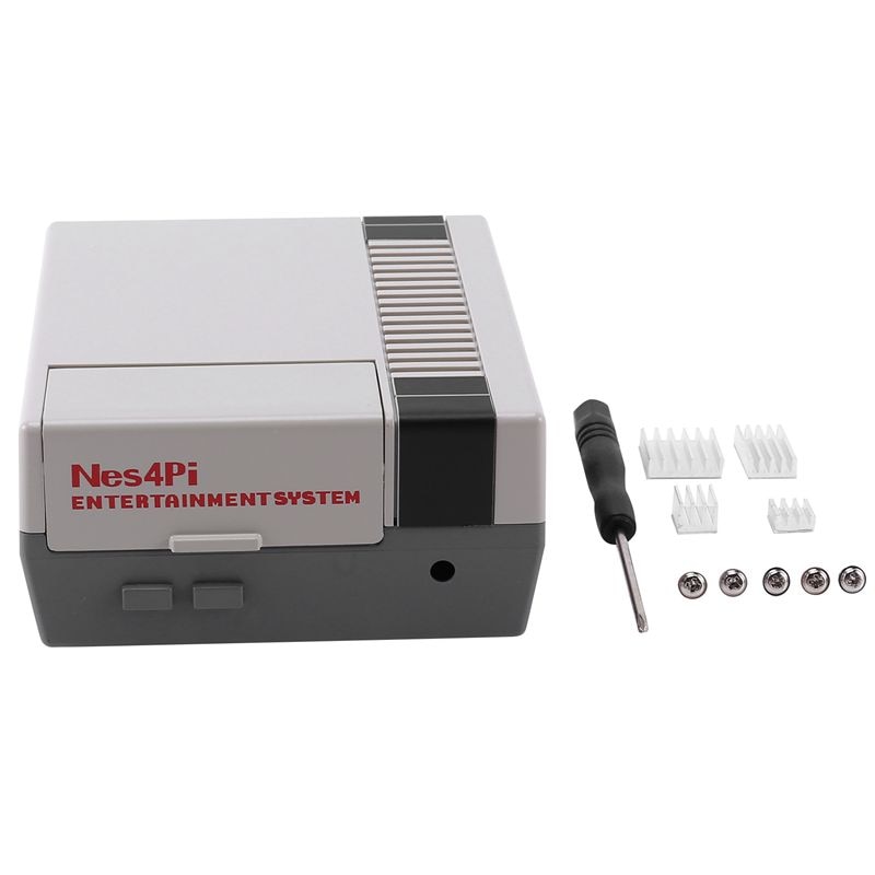 Nes4pi nes kit caso abs funcional ventilador de refrigeração dissipadores calor chaves de fenda apenas para raspberry pi 4 b (4 modelo b): Default Title