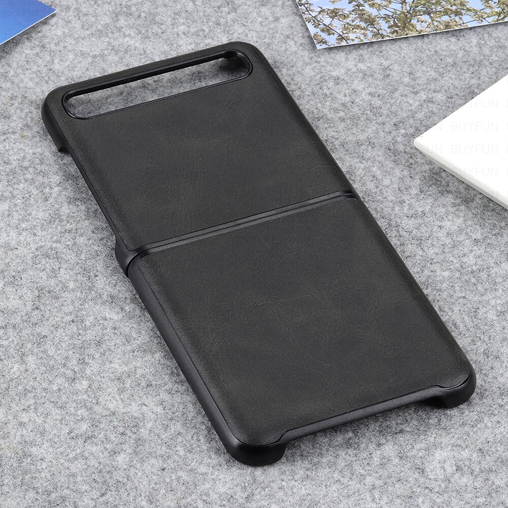 Opvouwbaar Leather Telefoon Case Voor Samsung Galaxy Z Flip Case Cover Voor Samsung Galaxy Z Flip Zflip Sm-f700 Shockproof Coque fundas: black