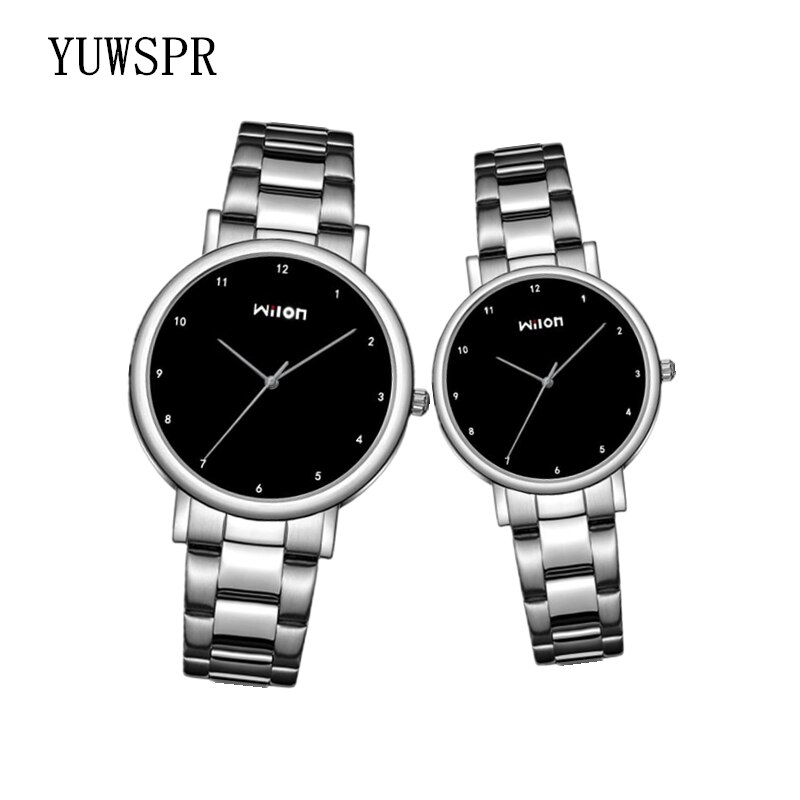 Paar horloges man vrouw quartz horloge eenvoudig ultradunne liefhebbers horloges roestvrijstalen band klok wilon 906