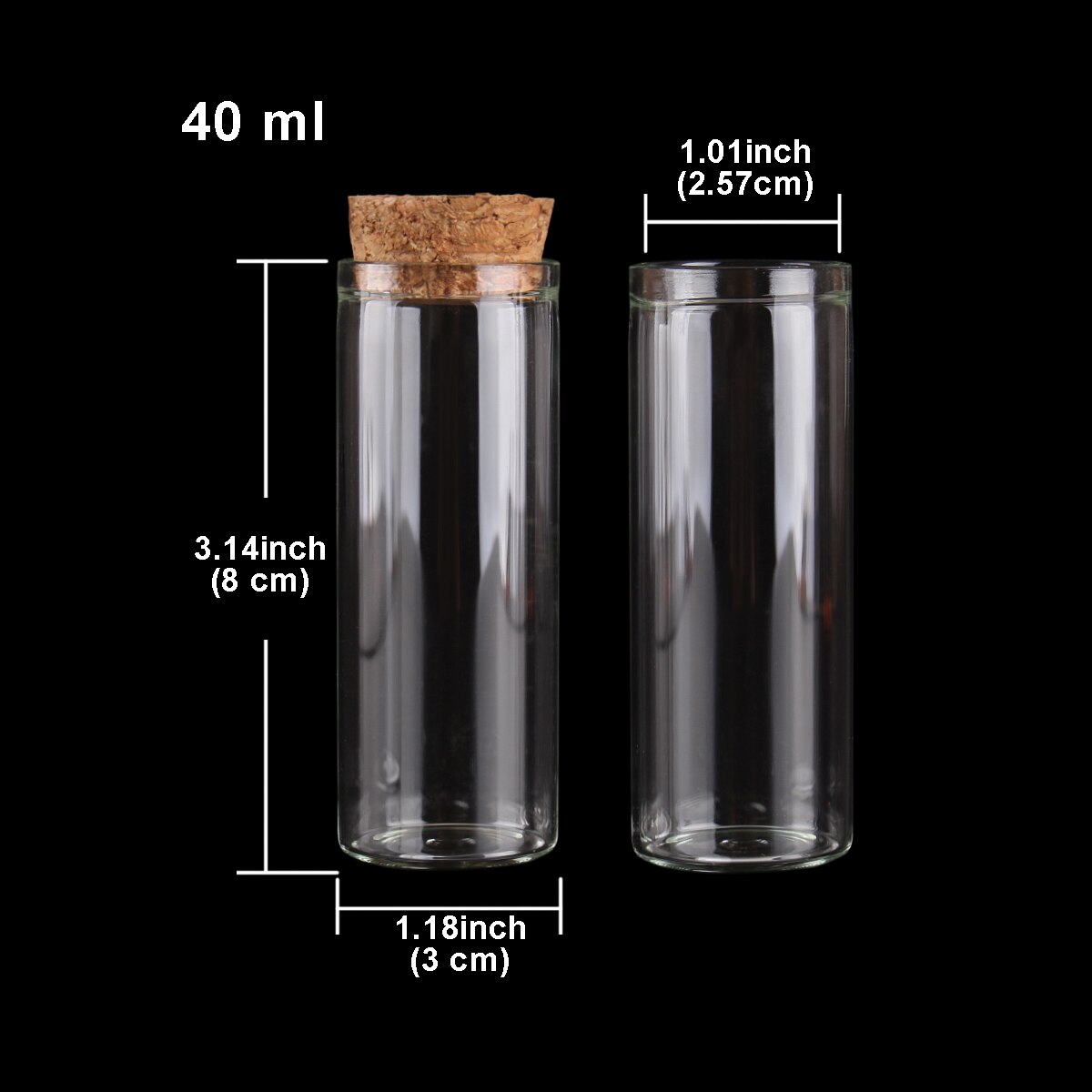 15ml/25ml/30ml/35ml/40ml/45ml/50ml/55ml/60ml/80ml/100ml små provrör i glas med korkpropp flaskor burkar injektionsflaskor 24 st: 40ml(30 x 80mm)
