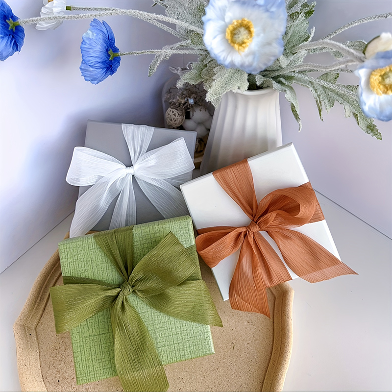 Chiffon Band Falten Gittergewebe Einfarbig Band DIY Schleife Kasten Blume Verpackung Verpackung Garn Band Hochzeit Party Dekoration