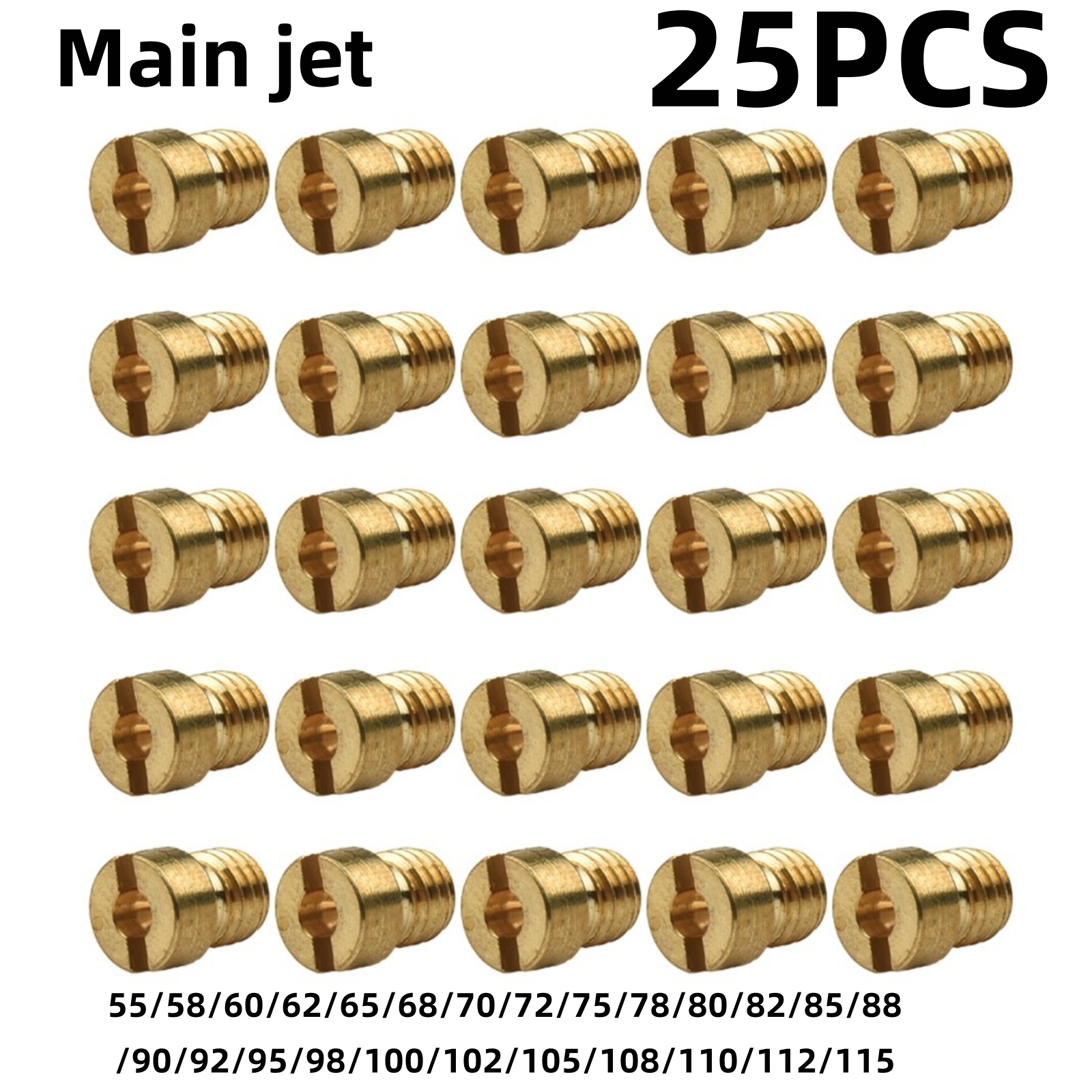 25Pcs Main Jet 55-115 M5 5mm For Dellorto Carburetor Vergaser SHA SHBC SHB Motorcycle Scooter Injectors Nozzle Main Jet Set