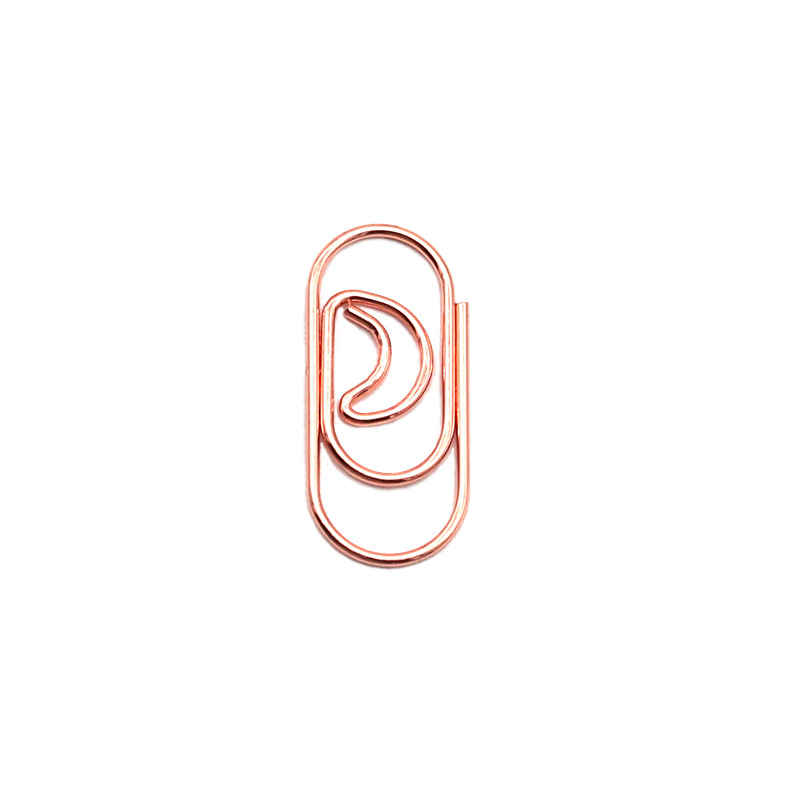 Mini Clip de papel de Luna, Clips de papel de Metal, clip pequeño decorativo de forma especial, alfileres de papel de modelado de Color oro rosa
