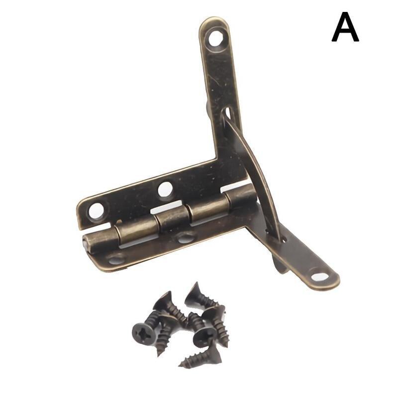 Bisagra de resorte de soporte angular, bisagras de armario de 90 grados de doble orificio para joyas antiguas, 4 Uds.: A