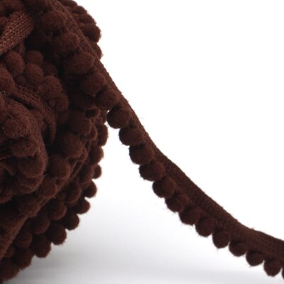 5yd/lot 10mm breedte kleurrijke kleine PP bal kant lint kwastje trim naaien materiaal accessoires voor woondecoratie: coffee 302