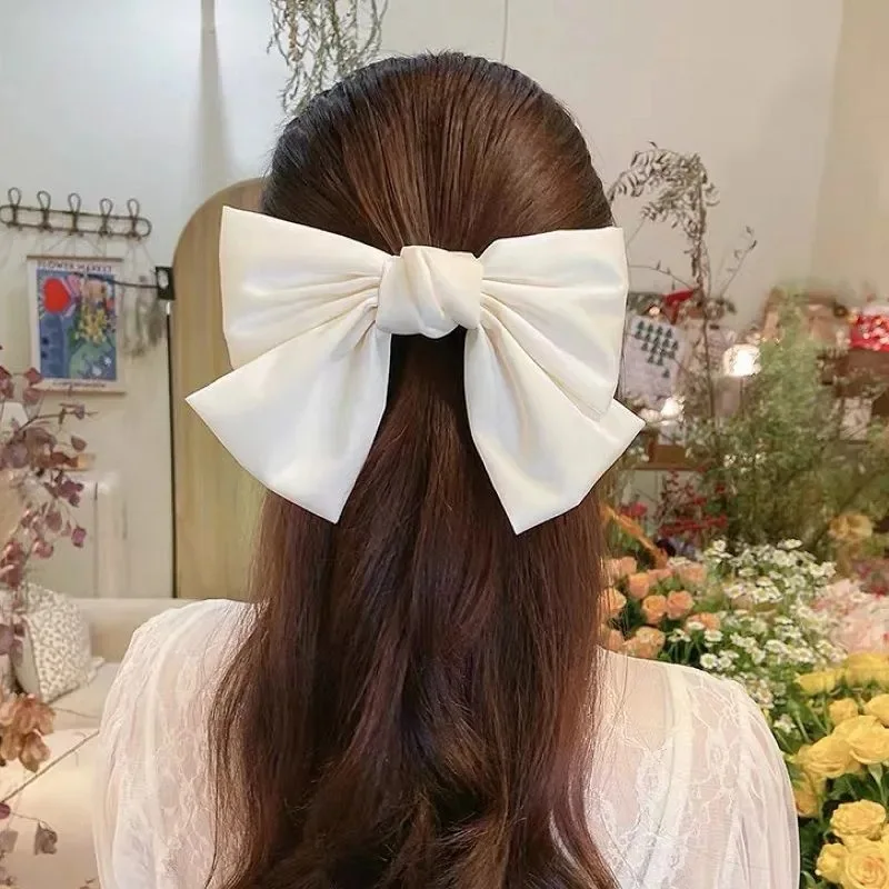 Pinza para el pelo con lazo , pasador para el pelo de satén liso Simple a la , diadema Retro con Clips, accesorios para el cabello para niñas: Verde militar