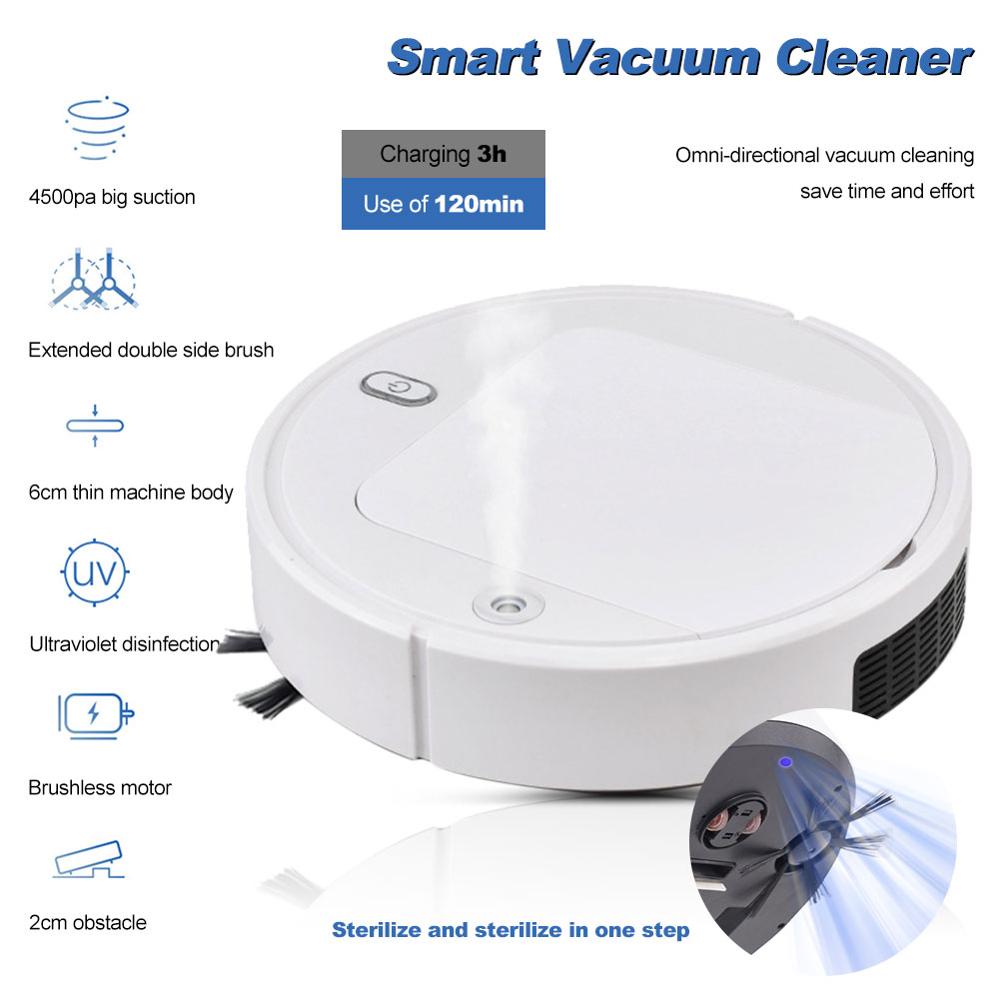 Fully Automatic 3-in-1 Smart Robot Vacuum Cleaner USB Charging Sweeping Robot Dry and Wet Mop UV Disinfection Cleaner