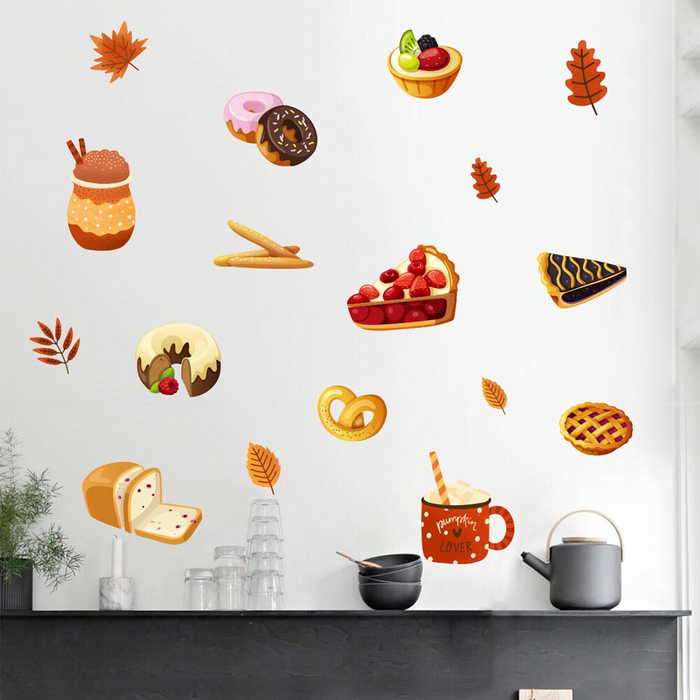 Tegneserie brød dessert mønster wallsticker køkken spisestue stue hjemmedekoration baggrund tapet til børn klistermærker
