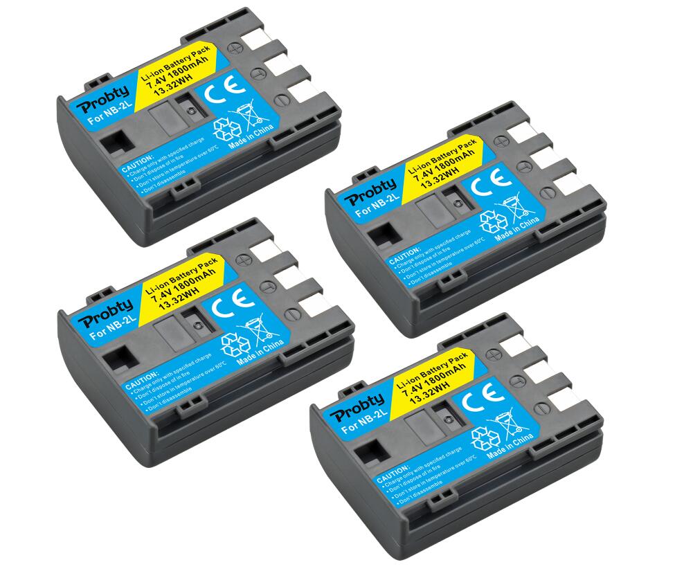 1800mAh NB-2L NB2L NB-2LH NB 2LH NB2LH Digital Camera Battery For Canon Rebel XT XTi 350D 400D G9 G7 S80 S70S30 L10: 4 Pcs Battery