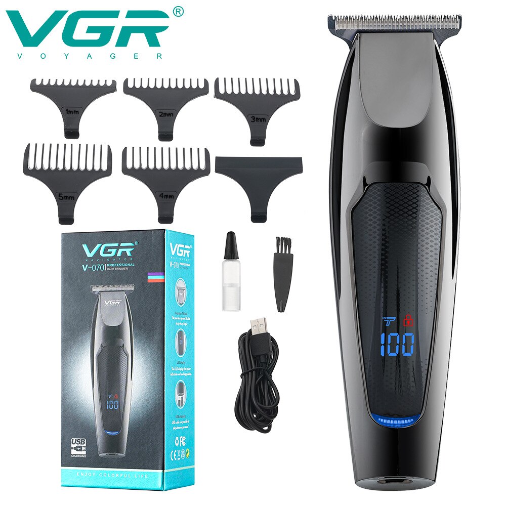 Vgr profissional sem fio máquina de cortar cabelo elétrica aparador de cabelo barbeiro cabeça óleo escultura aparador de corte de cabelo ferramenta: V-070