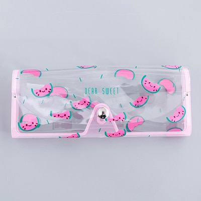 Draagbare transparante reiscosmetische tas voor dames, cartoon zonnebril, oordopjes, opbergtas voor brillen, pvc make-uptas, draagtas: Watermeloen