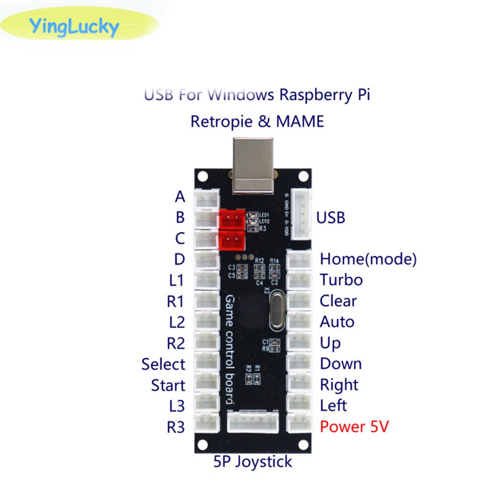 yinglucky 2 player usb zero-delay encoder usb joystick for pc arcade DIY kit encoder Raspberry Pi MAME
