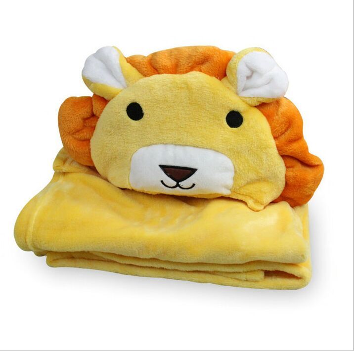 0-2 Years Old Spring and Autumn Animal Shapes Yellow Lions / White Dog / Pink Cow / Pink Pig Flannel Cloak Monolayer FTRQ0005: Yellow lions
