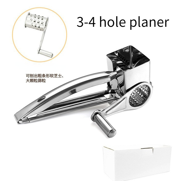 The Second Generation of Cheese Grinder Multi-function Stainless Steel Cheese Grinder Hand-cranked Rotary Cheese Grater: 3-4 holes