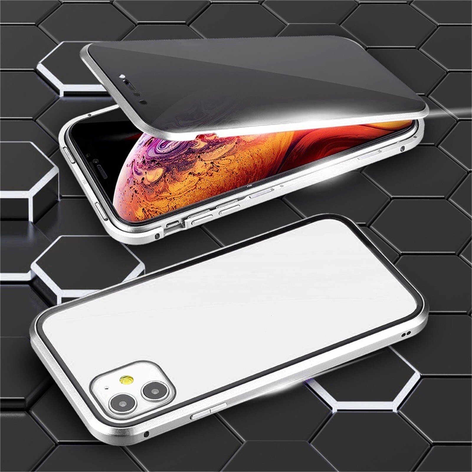 Iphone Case Telefoon Bescherming Anti-Fall 360 ° Magnetische Adsorptie Anti-Zie Privacy Dubbele Case Cover Voor Iphone 12 Mini: SL