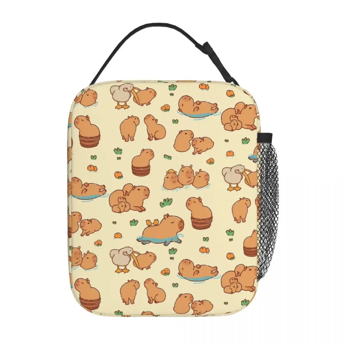 Bee And Capybara Thermal Insulated Lunch Bags for Travel Bee Cappy Reusable Food Container Bags Cooler Thermal Lunch Boxes: Gold