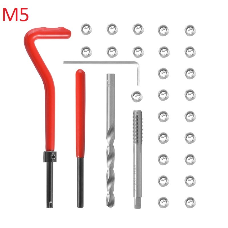 30PCS Car Engine Block Restoring Damaged Thread Repair Tool Kit M5 for Helicoil Car Repair Tools Coarse Crowbar