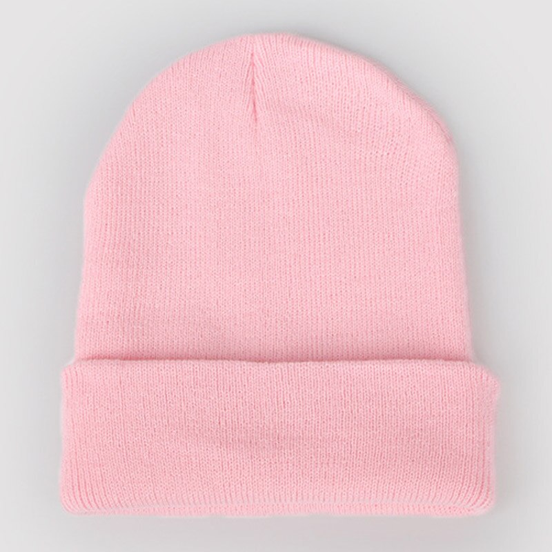 Dam enfärgade vintermössor varma stickade mössor för kvinnor män mjuk manschett skullies neongrön orange gul grå lila beige: Ltpink