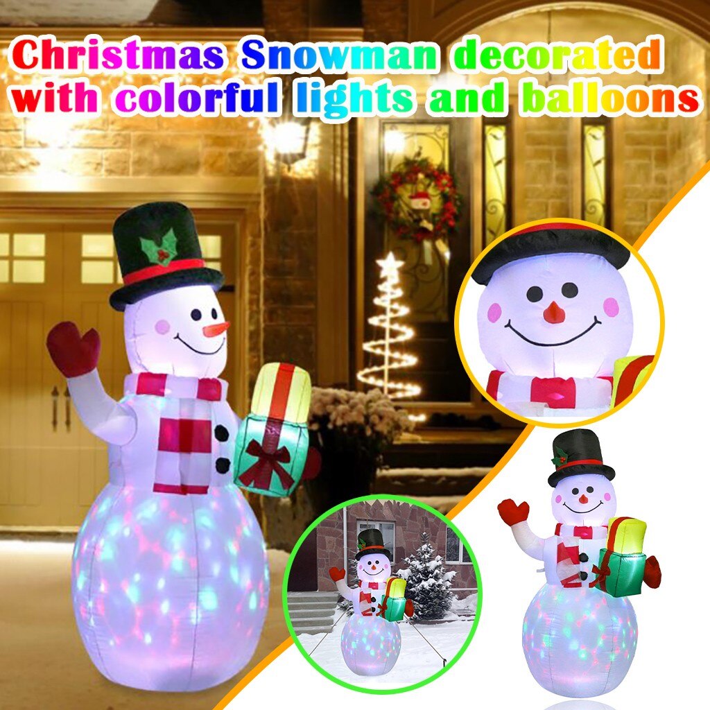 1.5m jul oppustelig snemand dekoration til hjemmefest lanterne lysende indendørs og udendørs dekoration hurtigt