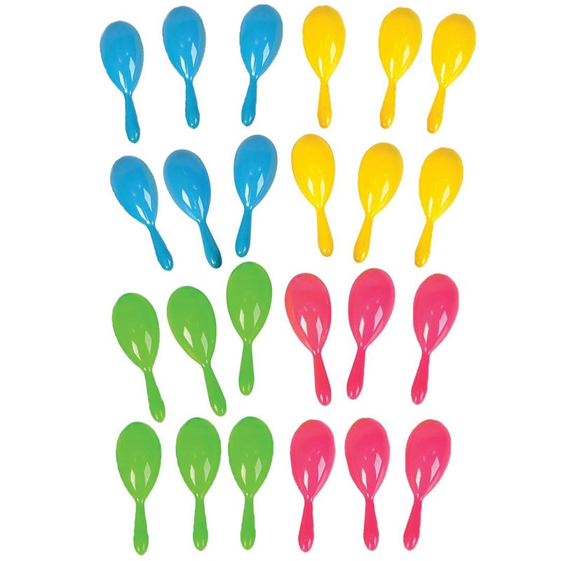 24 Maracas de neón, brillante y colorida, ruido de de año , Maracas de neón de 4 pulgadas-Carnaval mexicano, Luau o Classroo