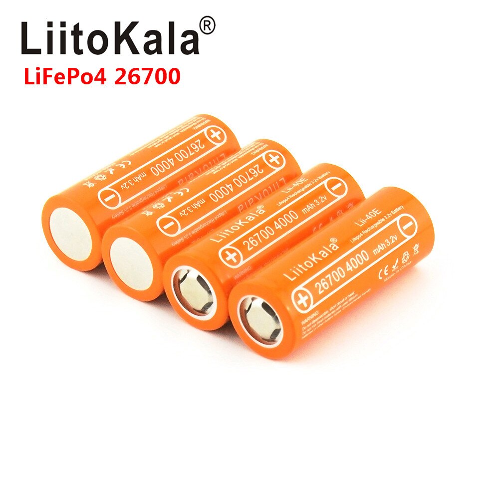 Liitokala Lii-40E 3.2V 26700 4000 Mah Lifepo4 Oplaadbare Batterij 10A Tarief Ontlading Lakens Vervangende Batterij In Plaats Van 26650