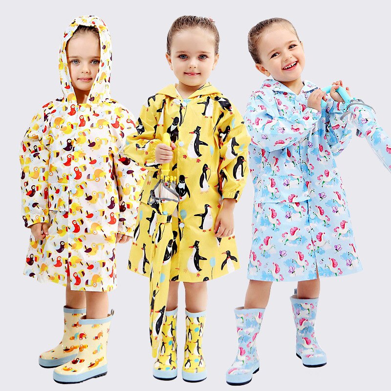 Paraguas para niños, chubasquero para niños con dibujos animados, chubasquero infantil para niños y niñas, impermeable primario para bebés, elástico sl