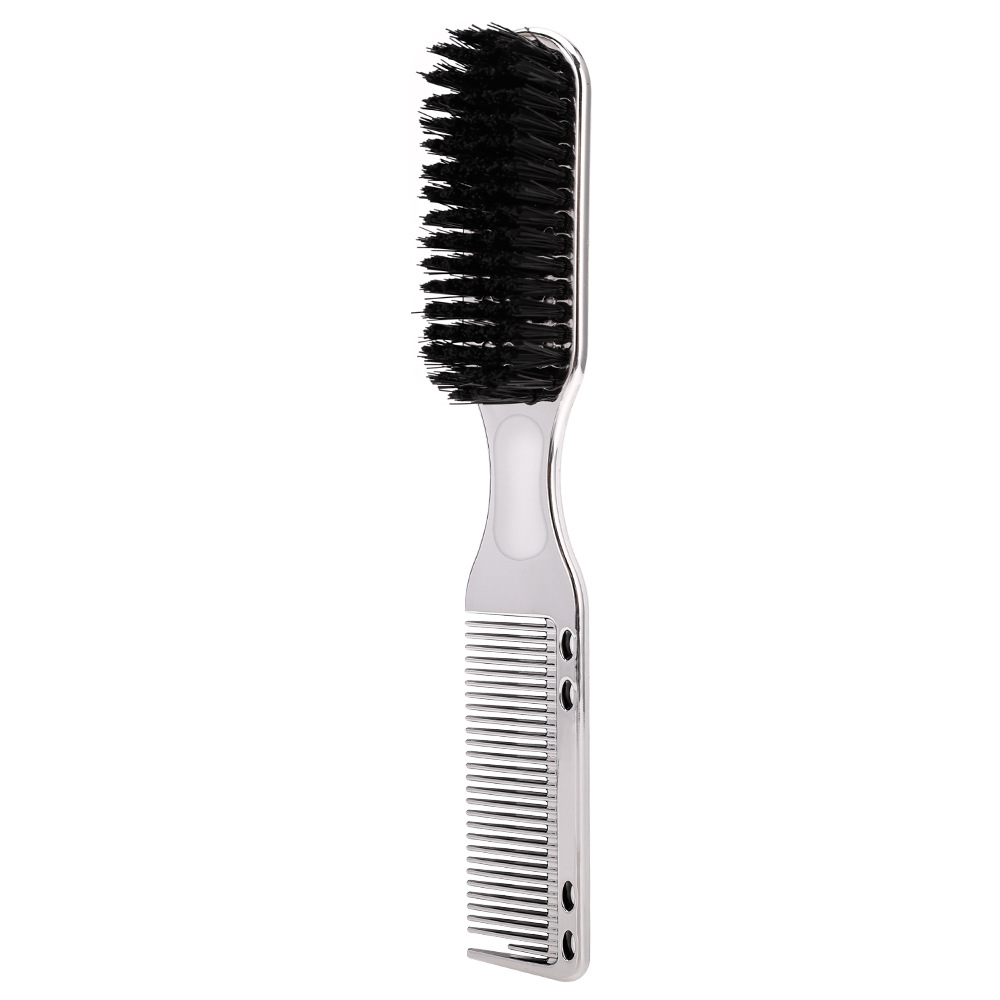 Multi functional men's beard beauty styling brush, nylon hairstyle brush, cleaning brush, suitable for hair and beard: Silver