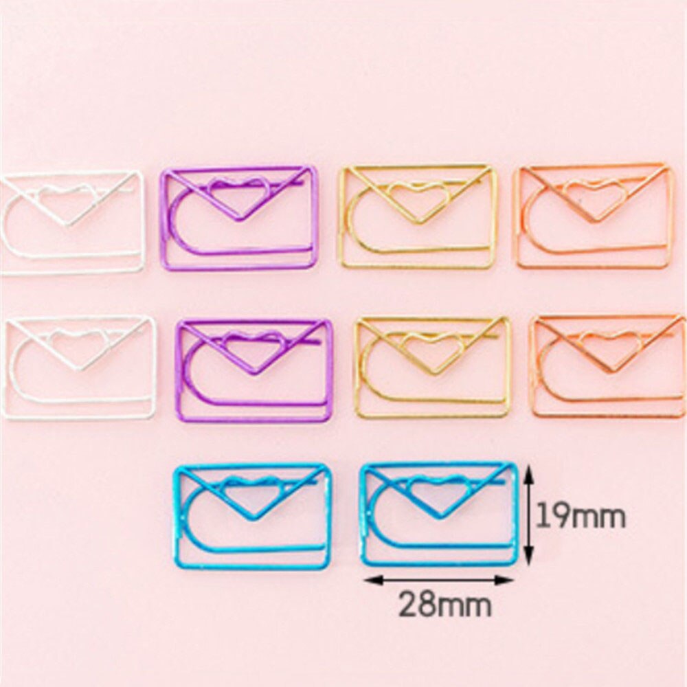 10 stk/pak kaktus sløjfe stjerne hjerte form papir clips udhulet metal ringbind klip noter brev klemme kontorartikler papeleria: Kuvert