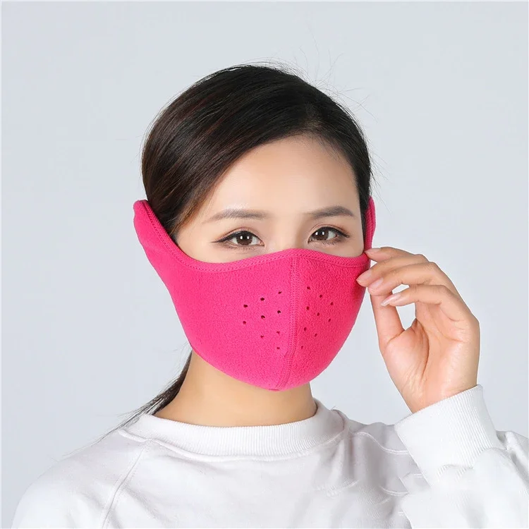 Winter Outdoor Ski Rijden Masker Oorwarmers Mondmoffen Nekwarmer Winddicht Herbruikbaar Rijden Snowboarden Skiën Sportmaskers: Roze