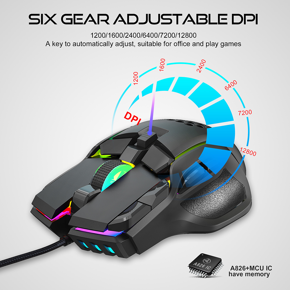 Neue USB Gaming Maus Computer Maus RGB Hintergrundbeleuchtung Mause Gamer 10 Tasten Programmierung 7200 dpi Ergonomische Gaming Maus Für computer
