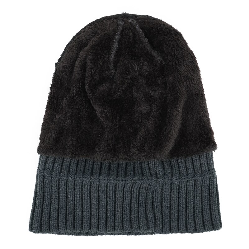 Winter Plus Velvet Thick Warm Knit Hat Women Men Solid Color Casual Beanies Soft Cap Bonnet Cotton