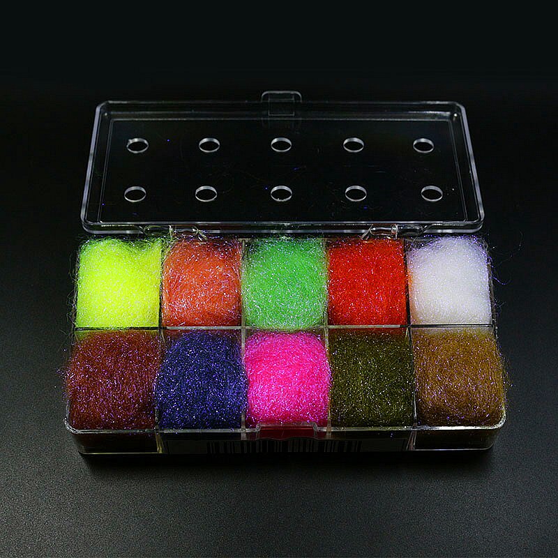 3boxes/pack empty acrylic dubbing storage boxes with 10 compartments&outlet holes luxury dubbing dispenser fly tying tackle box