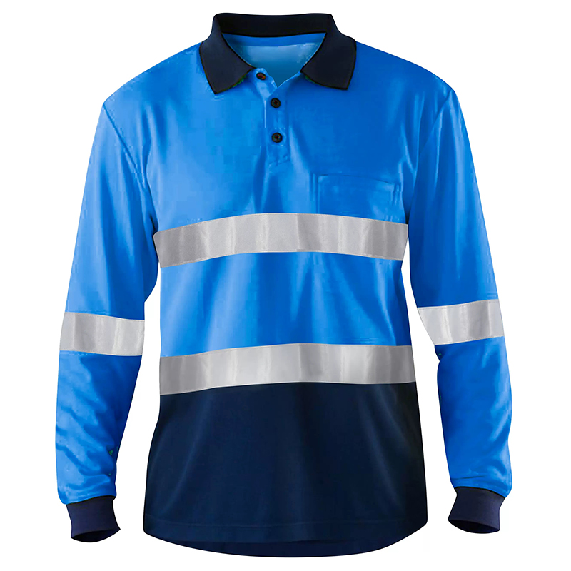 Langermet sikkerhetsskjorte til menn, refleksskjorte med høy reflekseffekt, stor xxxl: Xxl / Blå