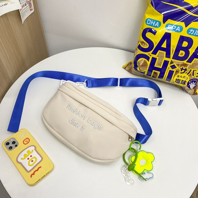 Süße brusttasche, japanische schultertasche mit großem fassungsvermögen, macaron-mädchen-stil, lässige schräge umhängetasche, bauchtasche für studentinnen: Weiße blüten