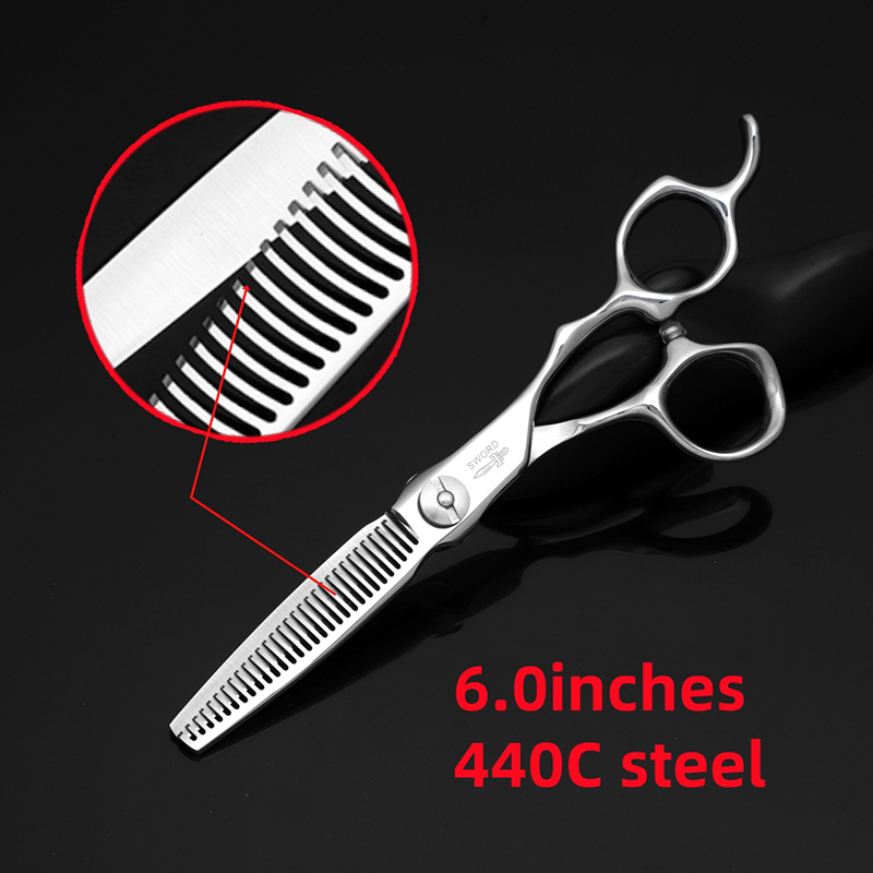 Kappersgereedschap, kappersbenodigdheden, salonschaar, uitdunschaarset,  of 6.0 haarscharen van 7 cm.: Bruin