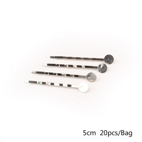 20pcs/bag Iron Hair Ornaments Duckbill Folder Waves Hairpins Base For Hair Clip Claw Findings Jewelry Making: 50mm Rhodium