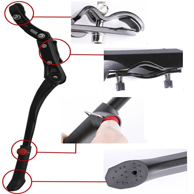 Middle Bike Stands Kickstand Aluminum Alloy Adjustable Parking Racks Mountain Bicycle Side Support Cycling Part for 20 24 26MTB: RL19-0021